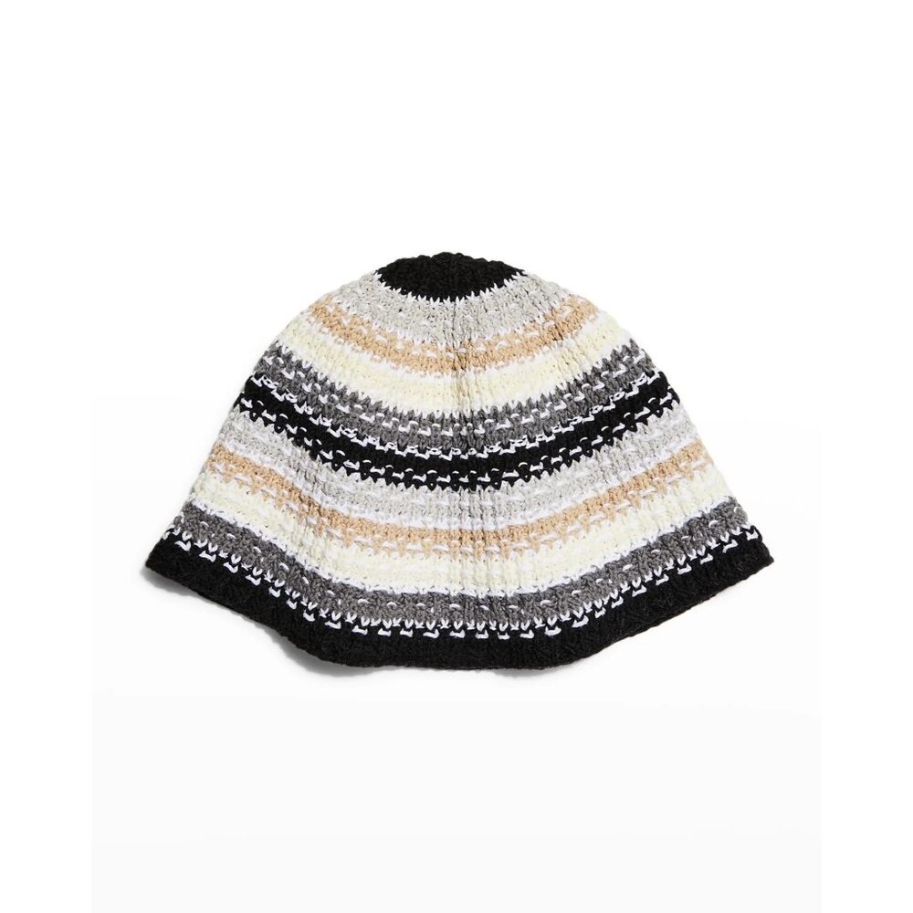 Carolyn Rowan Multicolor Striped Knit Bucket Hat Gray OS New Womens